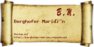 Berghofer Marián névjegykártya